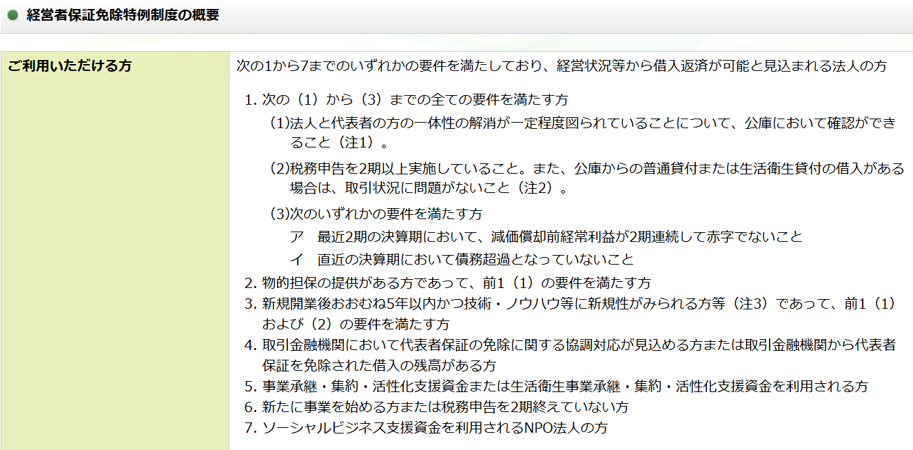 経営者保証免除特例制度を利用いただける方