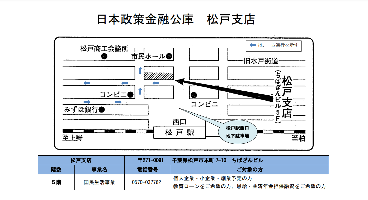 日本政策金融公庫松戸支店の地図