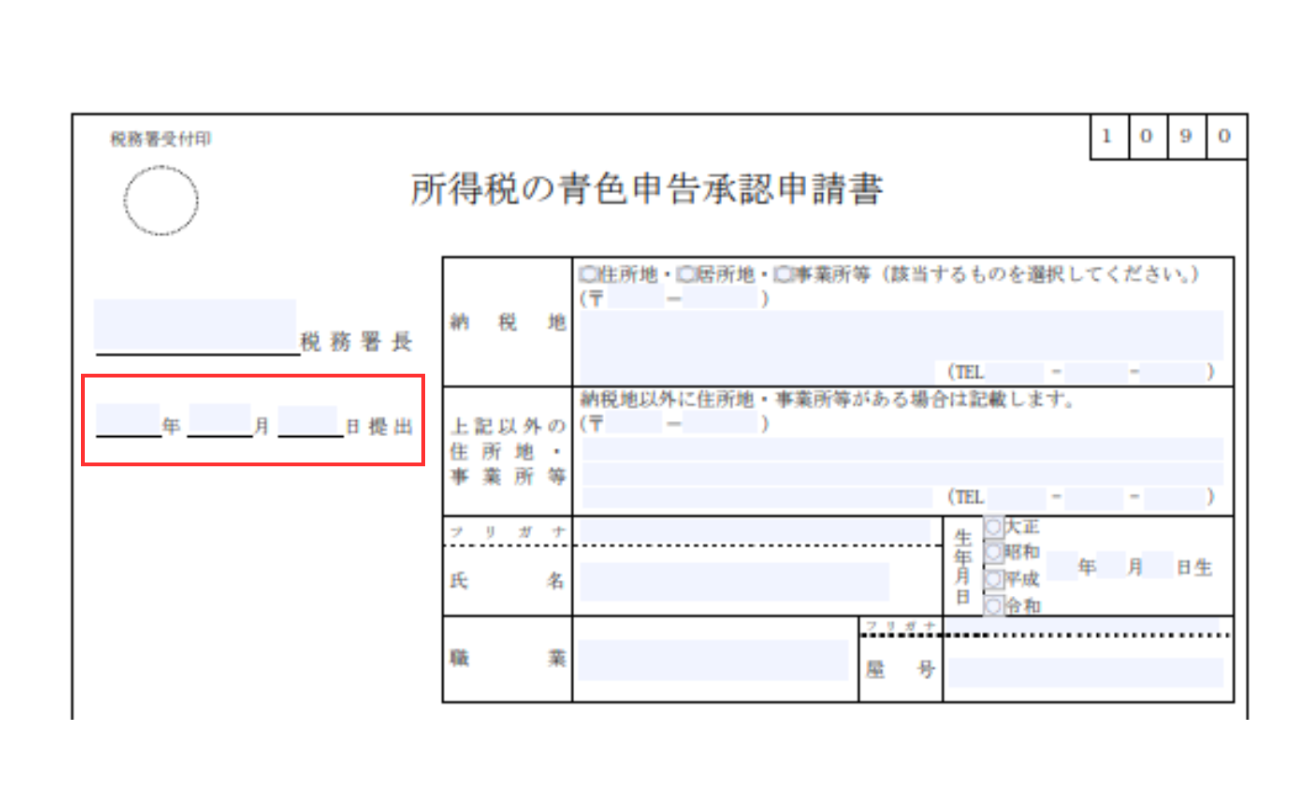 青色申告承認申請書の提出日